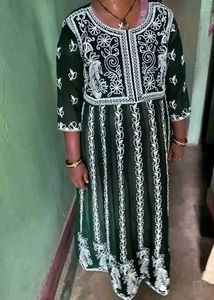 Elegant Green Embroidered Anarkali Kurta😍🥰