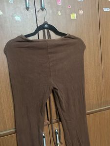 Brown Tie Detail Lounge Pants