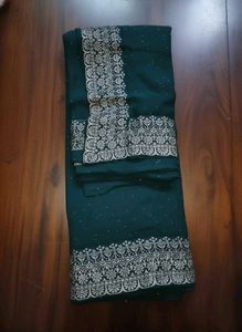 Elegant Green Embroidered Saree