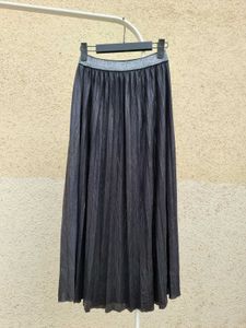 Maison Blanche Pleated Midi Skirt Silver Waistband