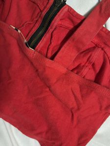 Red Zip-Up Crop Top