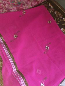 Pink Saree &amp; Blouse Set