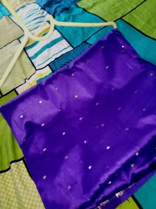 Elegant Purple &amp; Gold Floral Border Saree