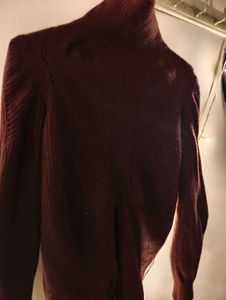Burgundy Knit Turtleneck Sweater