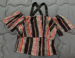 Madame Satin Pleated Off Shoulder Top