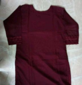 Maroon Embroidered Kurta