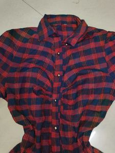 Red Plaid Shirt Dress