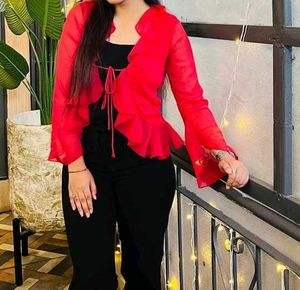 Red Ruffle Shrug