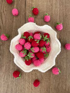 handmade crochet fruits with basket