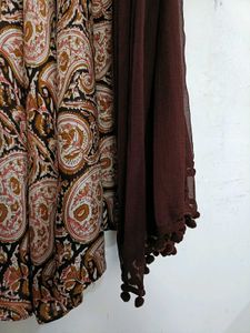 Unused Brown Anarkali Kurta Set