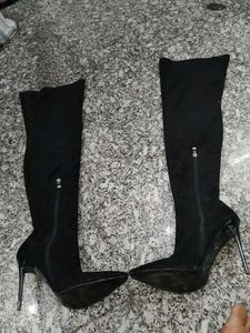 Black Over-the-Knee Stiletto Boots