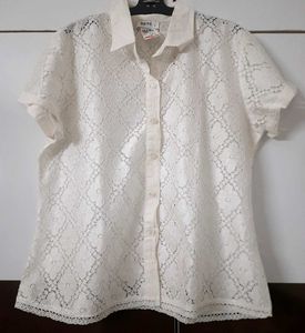 White Lace Shirt Top