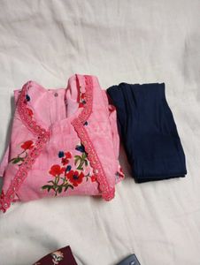 Pink Floral Kurti with Leggings