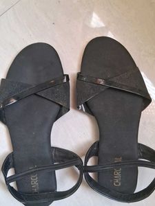 Charcoal Black Ankle Strap Sandals