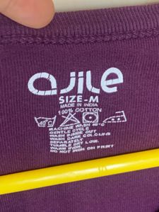 100% Cotton Purple Full Sleeves V Neck Top