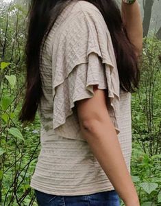 Khaki Colour Layered Half Sleeves Top