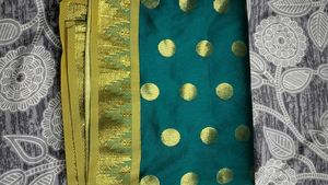 Traditional Saree Green With Gold Zari Pallu