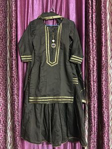 Brown & Gold Sharara Suit