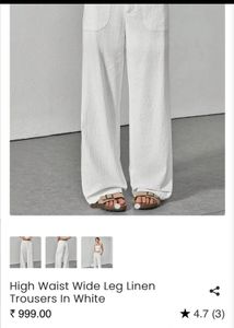 linene off white Wide Leg Pants