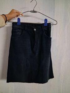 Upcycled Raw Trim Denim A-Line Skirt