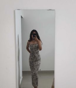 Backless Leopard Print Newme Asia Maxi Dress
