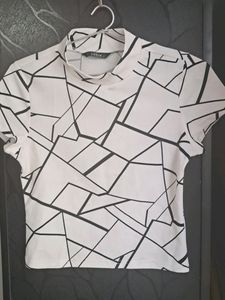 Shein, Checked Round-Neck T-shirt