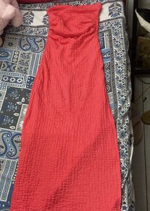Coral Strapless Maxi Dress