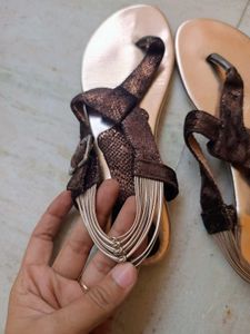 Metallic Fringe Thong Sandals