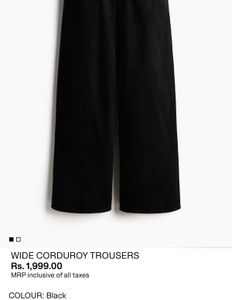 Black Corduroy Wide Leg Trousers