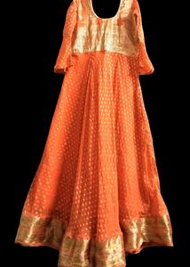 Elegant Orange Ethnic Gown