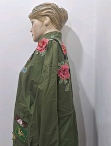 zara Green Floral Embroidered Jacket