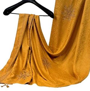 MUSTARD STOLE WITH SWAROVSKI WORK