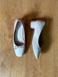 Beige Ballet Flats with Bow