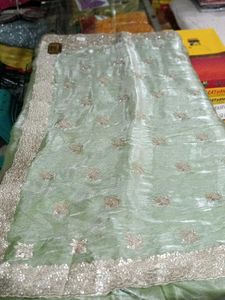 Light Green Embroidered Saree