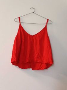 Red Button-Down Cami Top