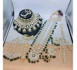 Bridal Jewelry Set - Silver & Green