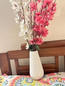 White Ceramic Vase with Flowers