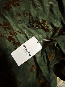 Green Floral Velvet Dress