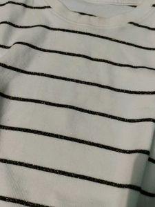 Striped off  White T-Shirt