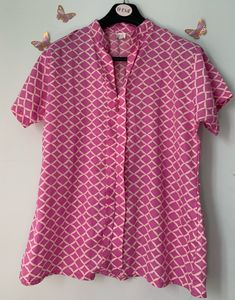 Pink And Sandal Chinese Collar Top (women)