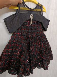 Beautiful Black. Partywear Frock For 1_2 Year Girl