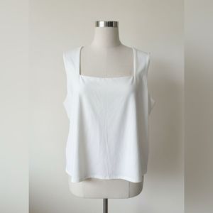 White Square Neck Top