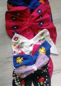 Handmade Embroidered Floral Hair Bow