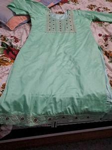 Mint Green Embroidered Kurti