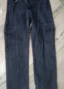 Charcoal Black Cargo Jeans