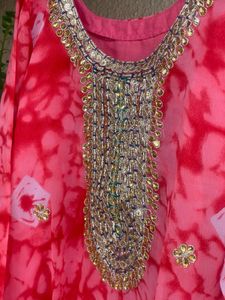Pink Tie-Dye Embellished Tunic
