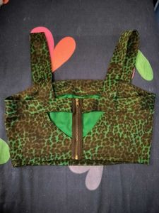 Green Animal Print Top