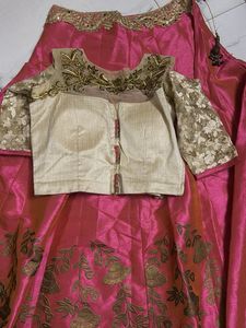 Pink &amp; Gold Lehenga Set