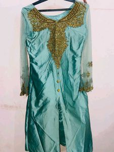 Teal Embellished Kurti