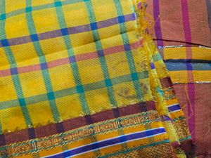 Yellow Checked Saree